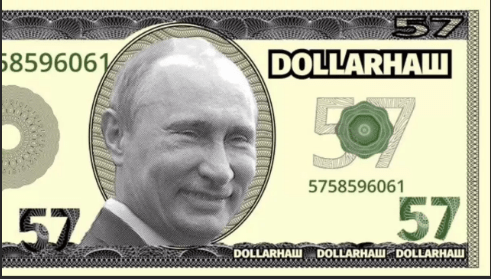На долларе США фото Путина вместо американского президента.